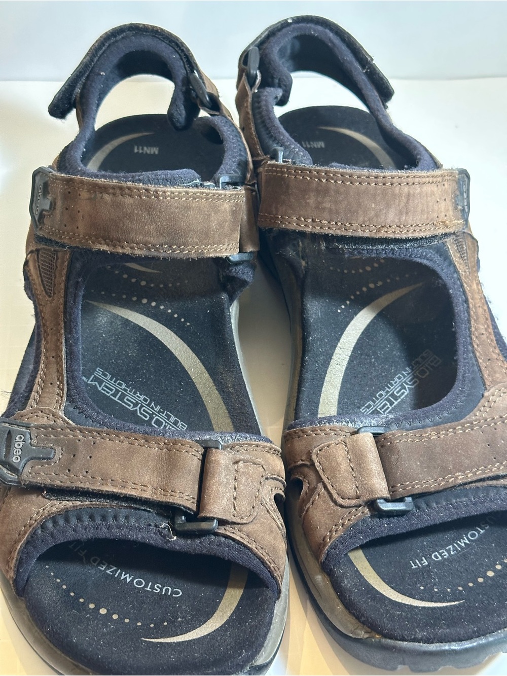 Abeo Brown Leather Comfort Sandals Mens 11 Orthopedic Walking - Picture 8 of 11